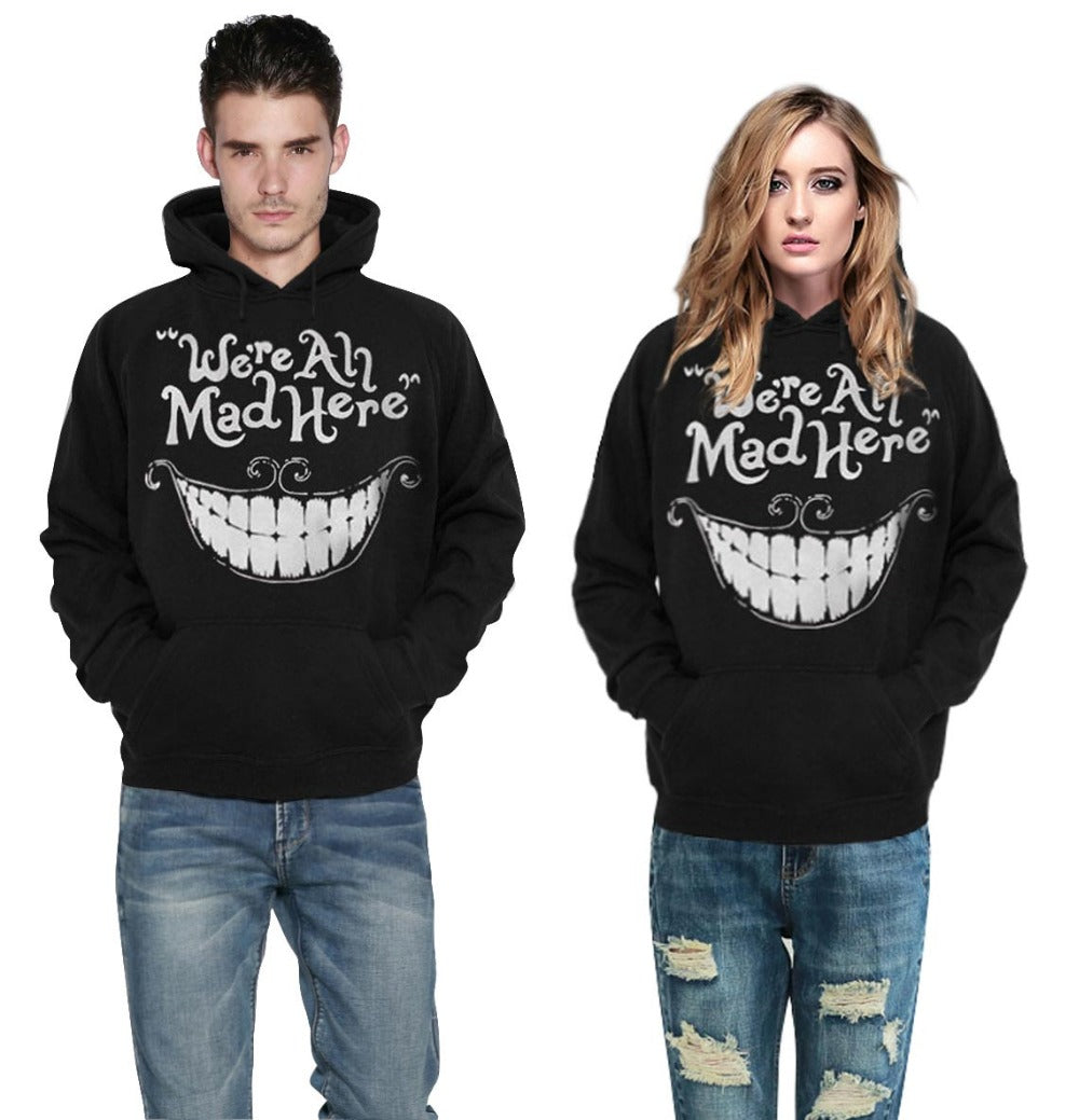 'We're All Mad Here" Cheshire Cat Smile Face Hoodies - outfitshirt