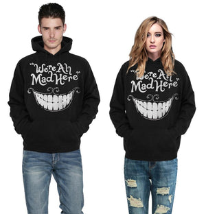 'We're All Mad Here" Cheshire Cat Smile Face Hoodies - outfitshirt