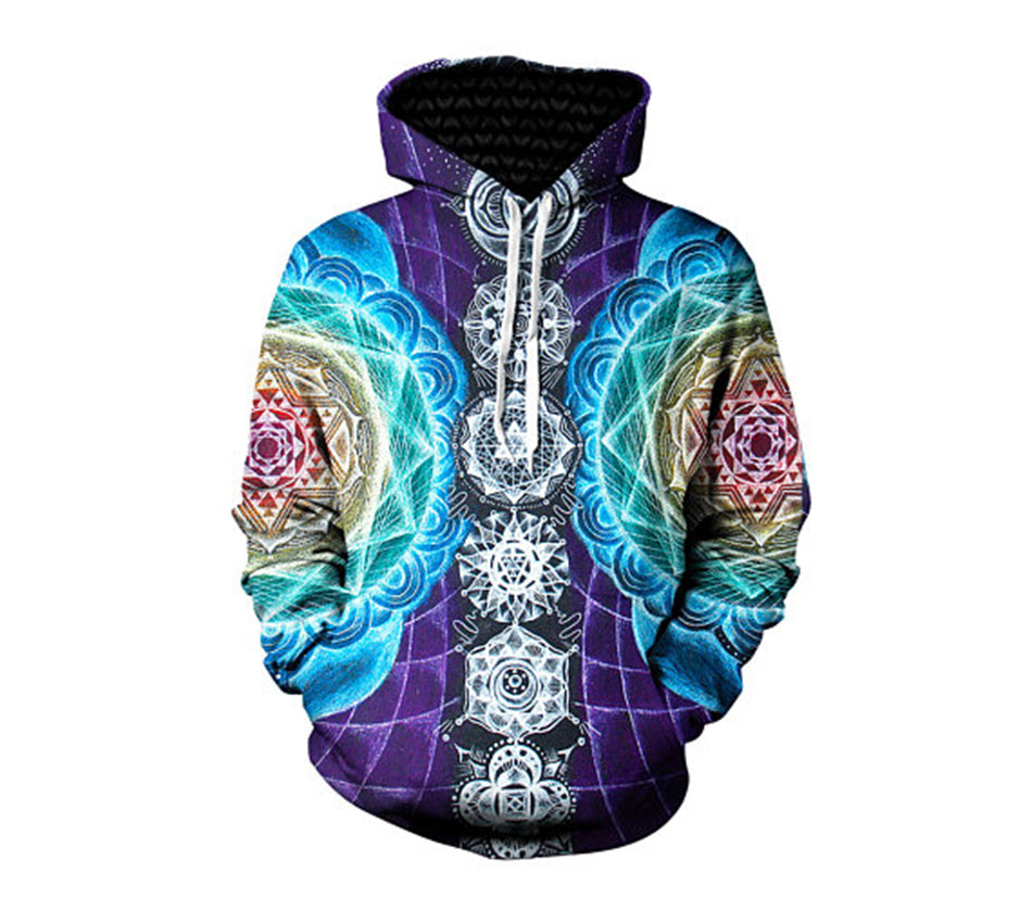 Psychedelic Hoodies Trippy Visionary Artwork Rainbow Mandala Chakra - outfitshirt