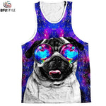 Space Galaxy Pug 3D Tank Top - outfitshirt