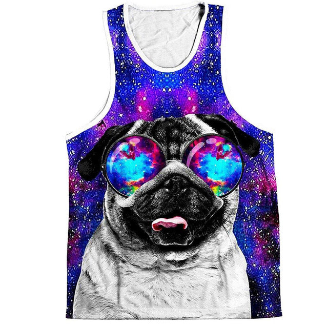 Space Galaxy Pug 3D Tank Top - outfitshirt