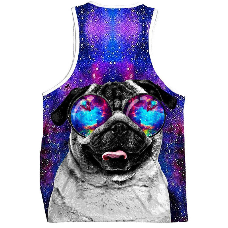 Space Galaxy Pug 3D Tank Top - outfitshirt