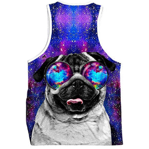 Space Galaxy Pug 3D Tank Top - outfitshirt