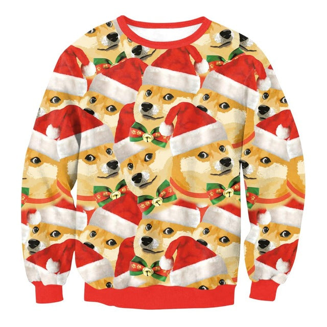 Santasaurus/cat Pizza/Carlton Merry Christmas 3D Hoodies - outfitshirt