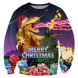 Santasaurus/cat Pizza/Carlton Merry Christmas 3D Hoodies - outfitshirt