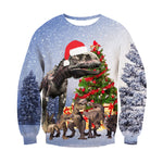 Santasaurus/cat Pizza/Carlton Merry Christmas 3D Hoodies - outfitshirt