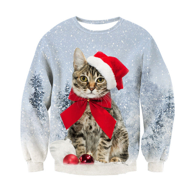 Santasaurus/cat Pizza/Carlton Merry Christmas 3D Hoodies - outfitshirt